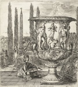 De jonge Cosimo III de Medici tekent de Medici-vaas door Stefano della Bella
