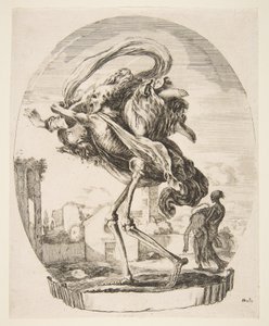 De dood voert een vrouw weg, uit De vijf doden, ca. 1648 door Stefano della Bella