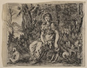 Diana, uit Spel van Mythologie door Stefano della Bella