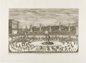 Ruiterballet in het amfitheater van de Boboli-tuinen door Stefano della Bella
