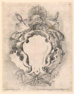Wapenschild, nr. 4 uit "Raccolta di varii cappriccii et nove inventioni di cartelle et ornamenti" door Stefano della Bella