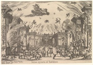 Vijfde scène, de hel, uit "Het huwelijk van de goden" (Le nozze degli Dei) door Stefano della Bella