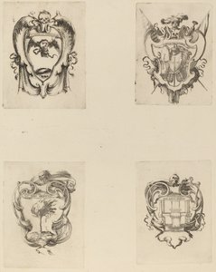 Vier emblemen voor de begrafenis van Prins Francesco de Medici door Stefano della Bella