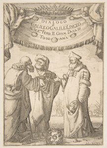 Frontispice voor Dialogo di Galileo Galilei door Stefano della Bella