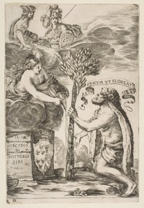Frontispice voor Il Mercurio, III: Hercules plant zijn knots, 1652 door Stefano della Bella