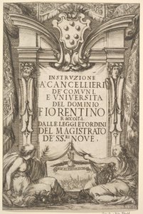 Frontispice voor Instructies voor Kanseliers Instruzione a Cancellieri: Medici wapen..., 1635 door Stefano della Bella