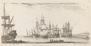 Groep schepen, 1644 door Stefano della Bella