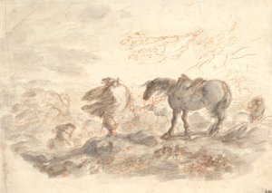 Ruiters in een storm