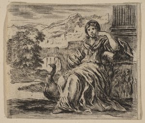 Juno, uit Spel van Mythologie Jeu de la Mythologie, 1644 door Stefano della Bella