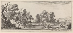 Landschap met Hertenjacht, in of voor 1647 door Stefano della Bella