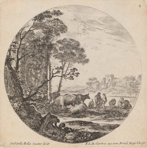 Landschap met Romeinse ruïnes, 1646 door Stefano della Bella