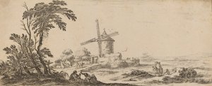 Landschap met windmolen door Stefano della Bella