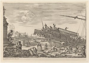 Laden van een Schip, waarschijnlijk ca. 1654-1655 door Stefano della Bella
