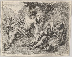 Mercurius en Argus, uit het spel van Mythologie Jeu de la Mythologie, 1644 door Stefano della Bella