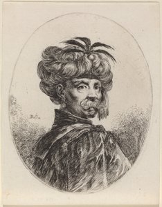 Moor met een Tulband Versierd met Vijf Veren door Stefano della Bella