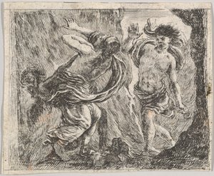 Orpheus en Eurydice, uit Game of Mythology Jeu de la Mythologie door Stefano della Bella