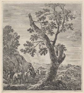 Boerin te paard met een kind in haar armen, 1656 door Stefano della Bella