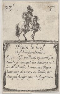 Pepijn de Korte Chef van de tweede race..., uit Spel van de Koningen van Frankrijk Jeu des Ro..., 1644 door Stefano della Bella