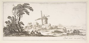 Een familie op de voorgrond, diverse figuren en paarden op de achtergrond door Stefano della Bella