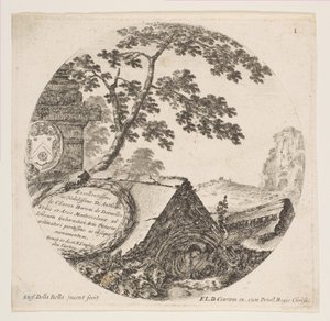 Fragmenten van oude monumenten, uit Romeinse Landschappen en Ruïnes door Stefano della Bella