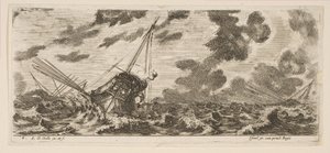 Drie schepen in een storm, ca. 1646-47