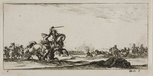 Plaat zes uit Tekeningen van verschillende bewegingen door soldaten door Stefano della Bella