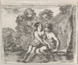 Salmacis en Hermafrodiet, uit Spel van Mythologie Jeu de la Mythologie