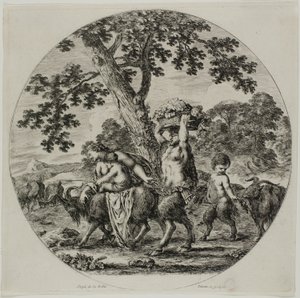 Satyr Familie Wandelend door Stefano della Bella