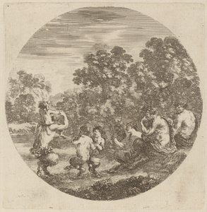 Satyrs en Faun door Stefano della Bella