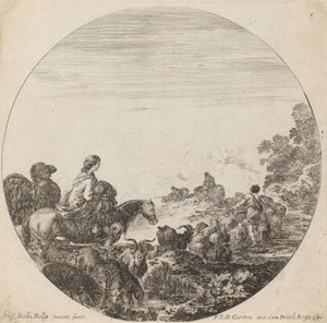 Herders en kudde met vrouw en kameel, 1646 door Stefano della Bella