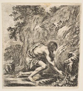 Sint Johannes de Doper haalt water uit een bron, ca. 1649 door Stefano della Bella