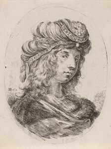 Sultane in een gestreepte tulband, naar rechts gedraaid, 1649-1650