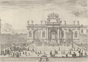 Het altaar van het heilig sacrament, links, het sacrament onder een baldakijn, gedragen in p... door Stefano della Bella