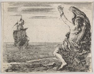 Theseus en Ariadne, uit Spel van Mythologie Jeu de la Mythologie, 1644 door Stefano della Bella