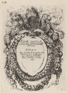 Titelpagina voor "Nouvelles inventions de Cartouches" door Stefano della Bella