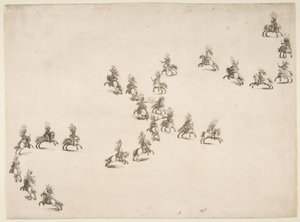 Vierentwintig ruiters vormen een dubbele S, 1652