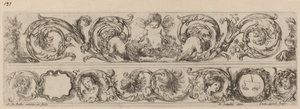 Twee Sierlijke Banden met Cupido en Hoofden van de Vier Seizoenen, waarschijnlijk 1648 door Stefano della Bella