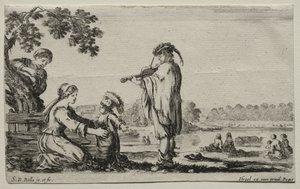 Verschillende Figuren en Landschappen: Een Vioolspeler door Stefano della Bella