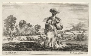 Verschillende Figuren en Landschappen: Boerin met een Mand op haar Hoofd