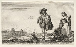 Verschillende Figuren en Landschappen: Titelpagina - Drie Figuren door Stefano della Bella