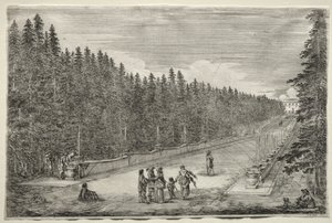 Gezichten van de Villa van Pratolino: De Promenade van de Fonteinen door Stefano della Bella