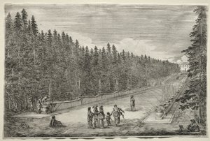 Zichten van de Villa van Pratolino: De Promenade van de Fonteinen door Stefano della Bella