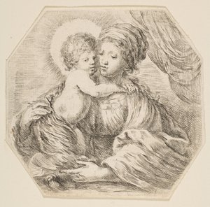 Maagd en Christus Kind, een achthoekige compositie, ca. 1649 door Stefano della Bella