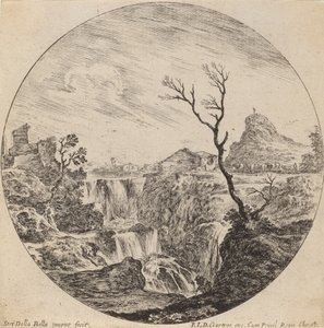 Waterval met drie niveaus, 1646 door Stefano della Bella