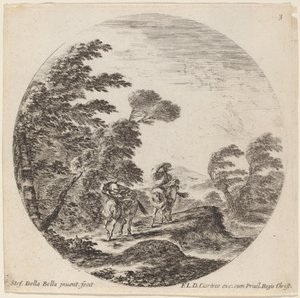 Ruiters in de wind, 1646 door Stefano della Bella