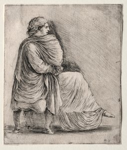 Zittende Vrouw op een Kruk, c. 1620s-1630s door Stefano della Bella