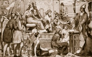 Sint-Augustinus predikt tot de Saksen, 597, illustratie uit 