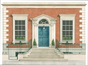 18e-eeuwse Britse deuropening (Georgisch) (inkt en aquarel) door Stephen Conlin