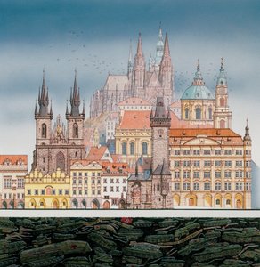 Praagse Gebouwen en Russische Tanks door Stephen Conlin