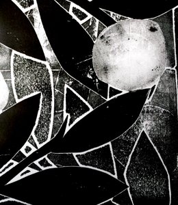Maanboom, 2016 (monoprint collage) door Stephen Dow